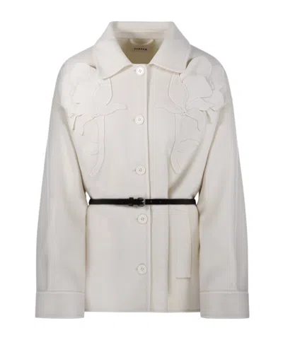 P.a.r.o.s.h Long-sleeve Collared Jacket In White