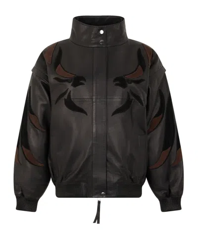 P.a.r.o.s.h Long-sleeve Leather Jacket In Black