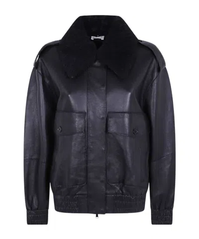 P.a.r.o.s.h Long-sleeve Leather Jacket In Black
