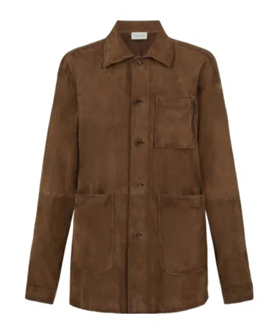 P.a.r.o.s.h Long-sleeve Suede Jacket In Brown