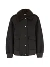 P.a.r.o.s.h . Faux Fur Collar Wool Jacket In Brown