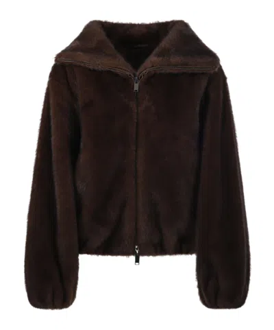 P.a.r.o.s.h Long-sleeve Zip-up Jacket In Brown