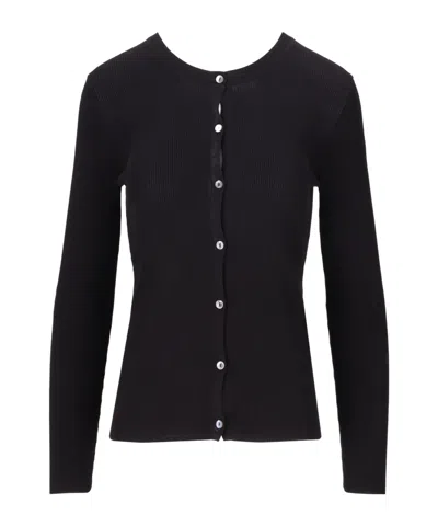 P.a.r.o.s.h Long-sleeved Knitted Cardigan In Black
