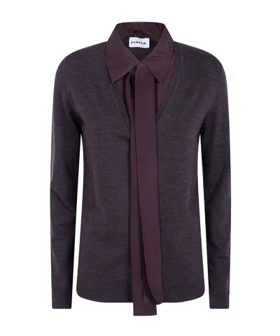 P.a.r.o.s.h Long-sleeved Knitted Cardigan In Brown