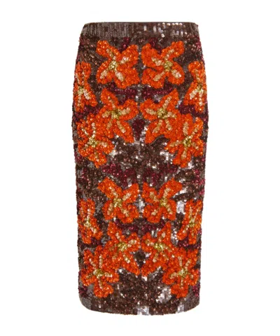 P.a.r.o.s.h Sequin-embellished Floral-pattern Mini Skirt In Multi