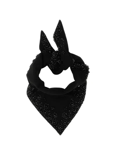 P.a.r.o.s.h Cashmere Wool Embellished Triangular Scarf In Black