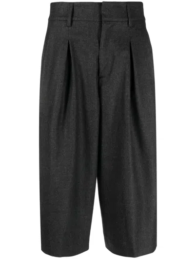 P.a.r.o.s.h Pleat-detail Wide-leg Shorts In Grey