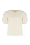 P.a.r.o.s.h Parosh Luce Short Sleeve Sweater In Neutral