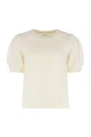 P.a.r.o.s.h Parosh Luce Short Sleeve Sweater In Neutral