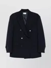 P.a.r.o.s.h Luxe Wool Blend Blazer With Peak Lapels In Black