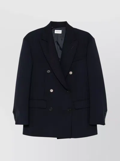 P.a.r.o.s.h Luxe Wool Blend Blazer With Peak Lapels In Black