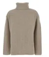 P.a.r.o.s.h Beige Turtleneck Sweater With Dropped Shoulders In Wool And Cashmere Blend Woman
