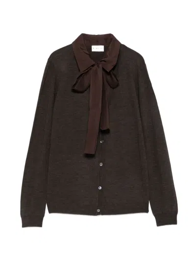 P.a.r.o.s.h Lwynford Bow-detail Layered Cardigan In White