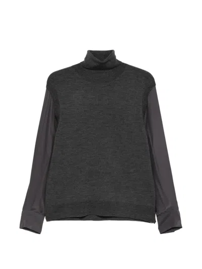 P.a.r.o.s.h Lwynford Roll-neck Panelled Sweater In Gray