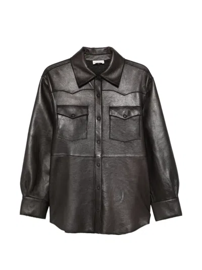 P.a.r.o.s.h Maciock Leather Western-style Shirt In Black