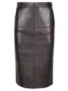 P.a.r.o.s.h Leather Midi Skirt In Testa Di Moro