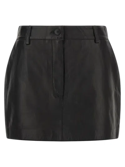 P.a.r.o.s.h Maciock26 Leather Mini Skirt In Brown