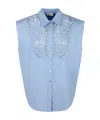 P.a.r.o.s.h Madeira Embroidered Sleeveless Shirt In Blue