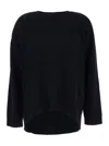 P.a.r.o.s.h Black Crewneck Sweater With Asymmetric Hem In Wool And Cashmere Woman In Black
