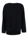 P.a.r.o.s.h Black Crewneck Sweater With Asymmetric Hem In Wool And Cashmere Woman In Black