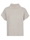 P.a.r.o.s.h Parosh High-neck Raccoon Sweater With Ribbed Trim In Brown