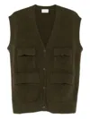 P.a.r.o.s.h Maglia Pocket Sleeveless Cardigan In Green
