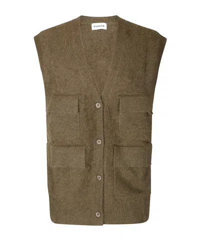 P.a.r.o.s.h Maglia Pocket Sleeveless Cardigan In Brown