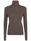 P.a.r.o.s.h Parosh Luxurious Wool Turtleneck Sweater With Ribbed Texture And Elegant Back Detail In Visone