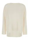P.a.r.o.s.h White Crewneck Sweater With Asymmetric Hem In Wool And Cashmere Woman In Neutral