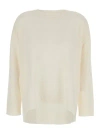 P.a.r.o.s.h White Crewneck Sweater With Asymmetric Hem In Wool And Cashmere Woman In Neutral