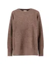 P.a.r.o.s.h Oversized Wool Sweater With Wide Round Neckline In Brown
