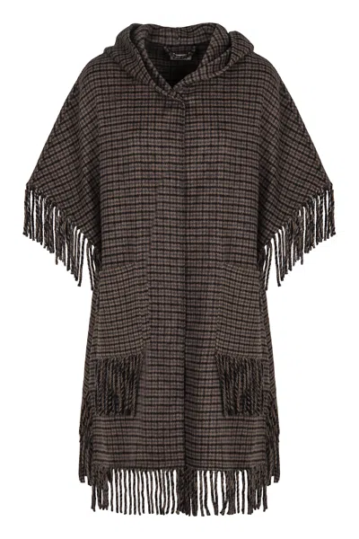 P.a.r.o.s.h . Mantle With Fringes In Brown