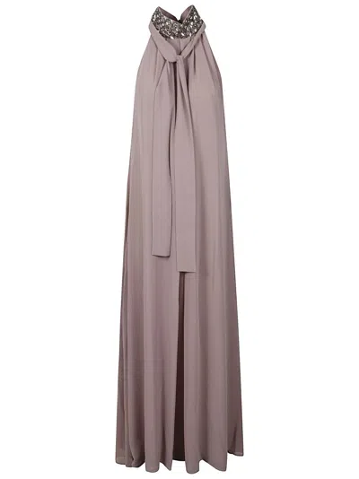 P.a.r.o.s.h Maxi Dress In Soft Dove Grey In Neutral