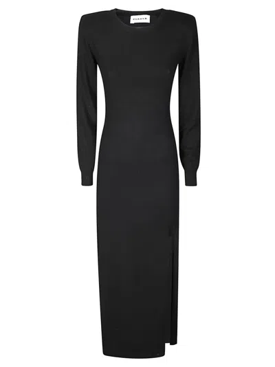 P.a.r.o.s.h Maxi Dress With Padded Shoulders In Black