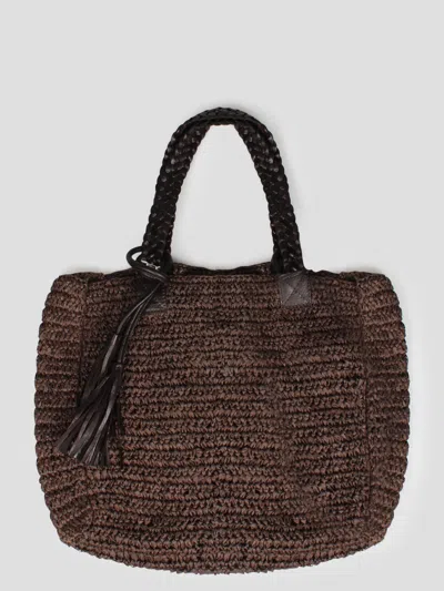 P.a.r.o.s.h Medium Shopping Rafia Bag In Brown