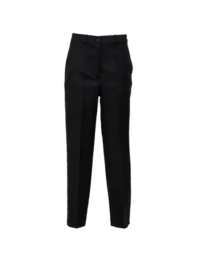 P.a.r.o.s.h Melange Gabardine Trousers In Black