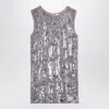 P.a.r.o.s.h Mélange Micro Sequined Mini Dress In Grey