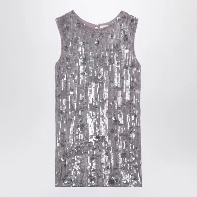 P.a.r.o.s.h Parosh  Grey Mélange Mini Dress With Micro Sequins
