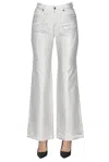 Shop P.a.r.o.s.h Metallic Effect Jeans In Silver