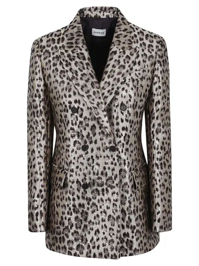 P.A.R.O.S.H METALLIC LEOPARD PRINT DOUBLE-BREASTED BLAZER