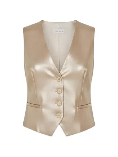 P.a.r.o.s.h Metallic-effect V-neck Gilet In Gold