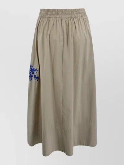 P.a.r.o.s.h Midi A Line Skirt Floral Embroidery In Gray