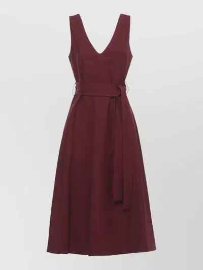 P.a.r.o.s.h Midi Dress A Line Waist Tie In Burgundy