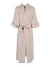 P.a.r.o.s.h Embroidered Belted Dress With Relaxed Fit In Neutral