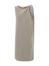 P.a.r.o.s.h Midi Dress With Crossover In Sand