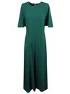 P.a.r.o.s.h . Midi Dress With Round Neckline And Keyhole Detail In Green