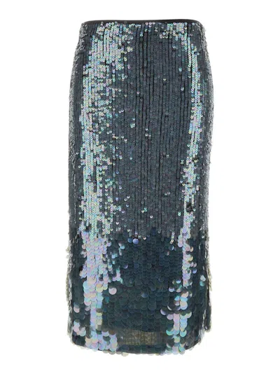 P.a.r.o.s.h Midi Grey Skirt With All-over Sequins
