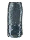 P.A.R.O.S.H MIDI GREY SKIRT WITH ALL-OVER SEQUINS IN STRETCH POLYAMIDE WOMAN