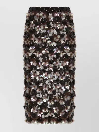 P.a.r.o.s.h Midi Skirt Floral Sequins And Appliqué In Multi