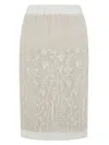 P.a.r.o.s.h Sorgente Floral Embroidered Midi Skirt In White